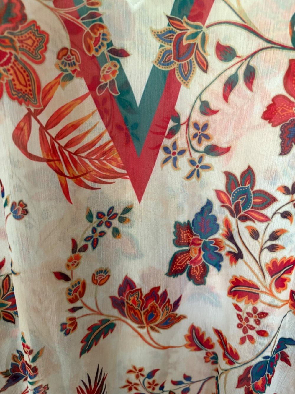 Lauren Ralph Lauren Crinkle Chiffon Cover-Up in Jacobean Floral Size S/M - Picture 3 of 6